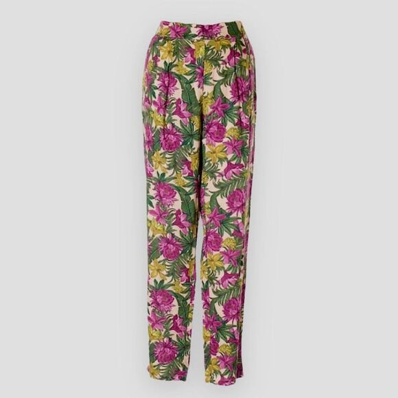 H&M High Waisted Tropical Floral Print Woven Pants - 6 - Picture 2 of 10
